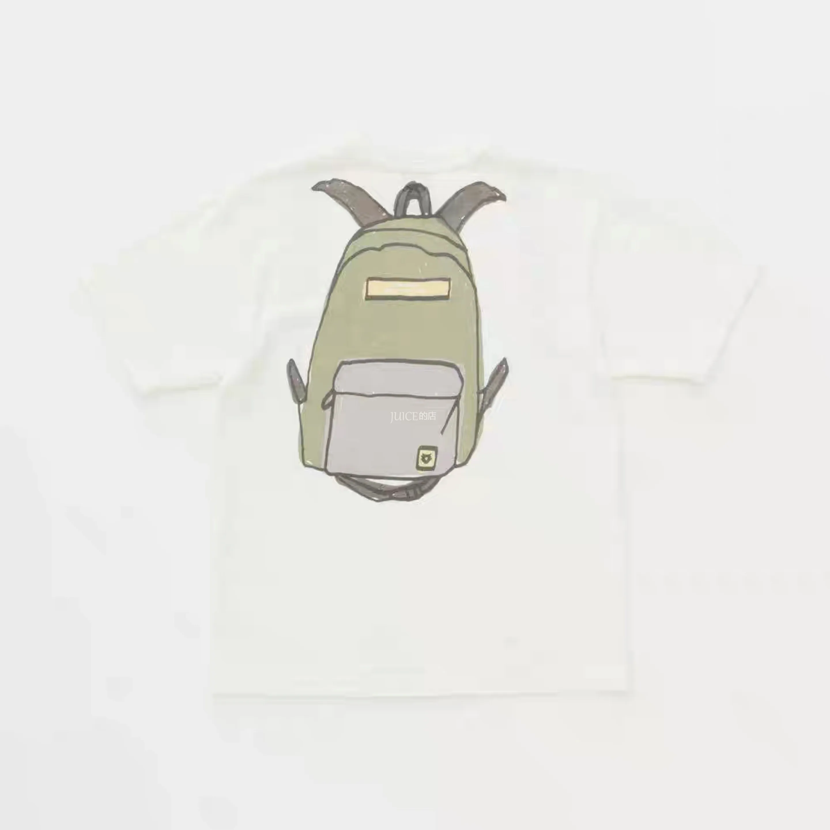 HUMAN MADE Creative Cartoon Backpack Backpack Short Sleeve T-shirt Short Sleeve T-shirt Printed LOoose Casual Skateboard round