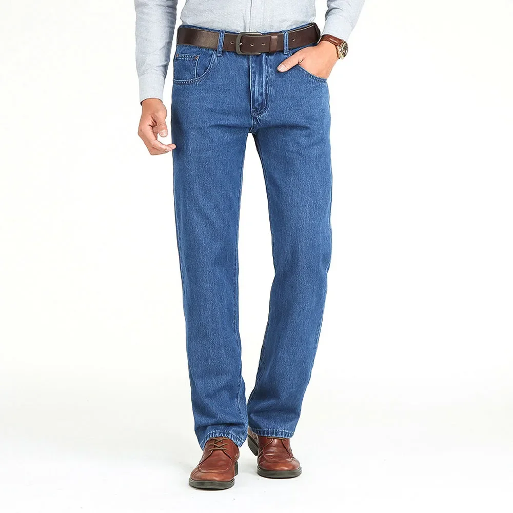 Loose Jeans Men Business Cotton Fabric Summer Classic Straight Denim Pants for Male Casual Trousers