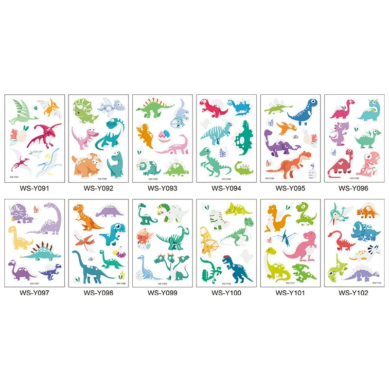 Popular Dinosaur Luminous Paint Tattoo Sticker Kids Girls Cartoon Fun Tyrannosaurus Waterproof Temporary Fluorescent Glow Toys