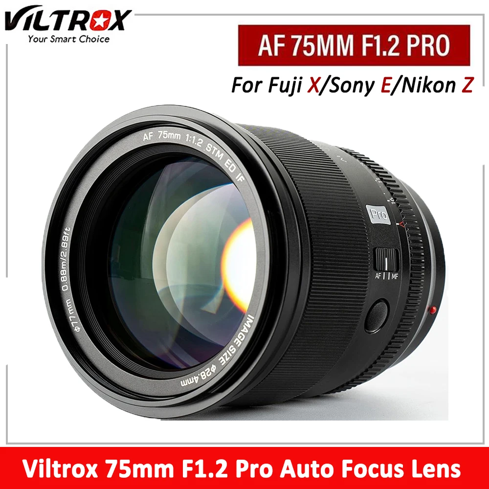 Viltrox 75Mm Fuji X F1.2 Pro Lens Auto Focus Portrait Aps-C Per Sony E Nikon Z Fujifilm Xf Mount Per X-T3 X-T4 T100 X-H2S X-T30