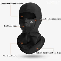 Winter Fleece Hat Balaclava Face Mask Neck Warmer Magnets Ski Mask Breathable Windproof Mask Head Cover Sport Cycling Ski Scarf 2