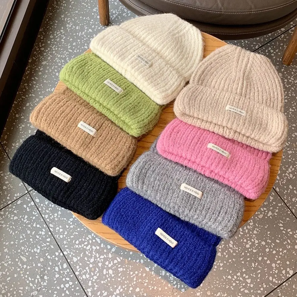 

Korean Version of The Cat Ears Ms. Knitted Cap Fall and Winter Warm Windproof Cap Cute Sweet Solid Color Ear Protection Cap