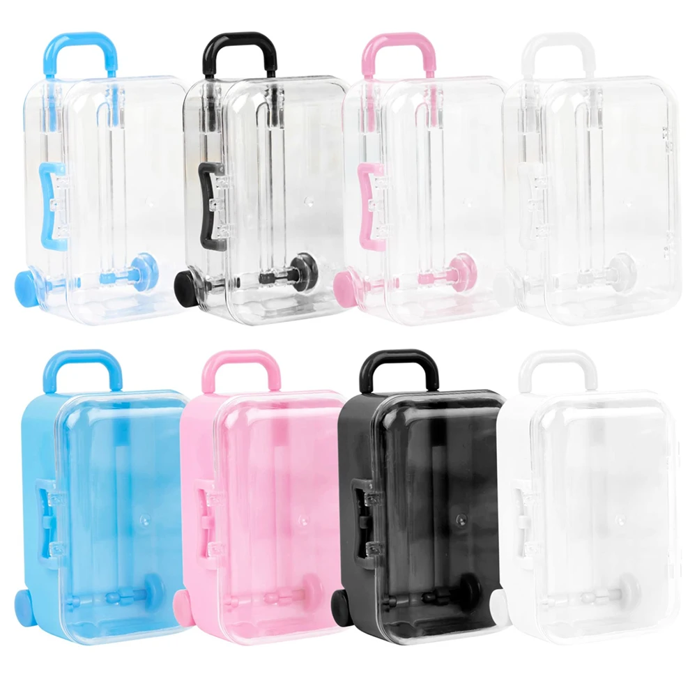 

1Pcs Mini Suitcase Jewelry Storage Box Travel Jewelry Candy Box Earring Necklace Showcase Dollhouse Handbag Model Packing Case
