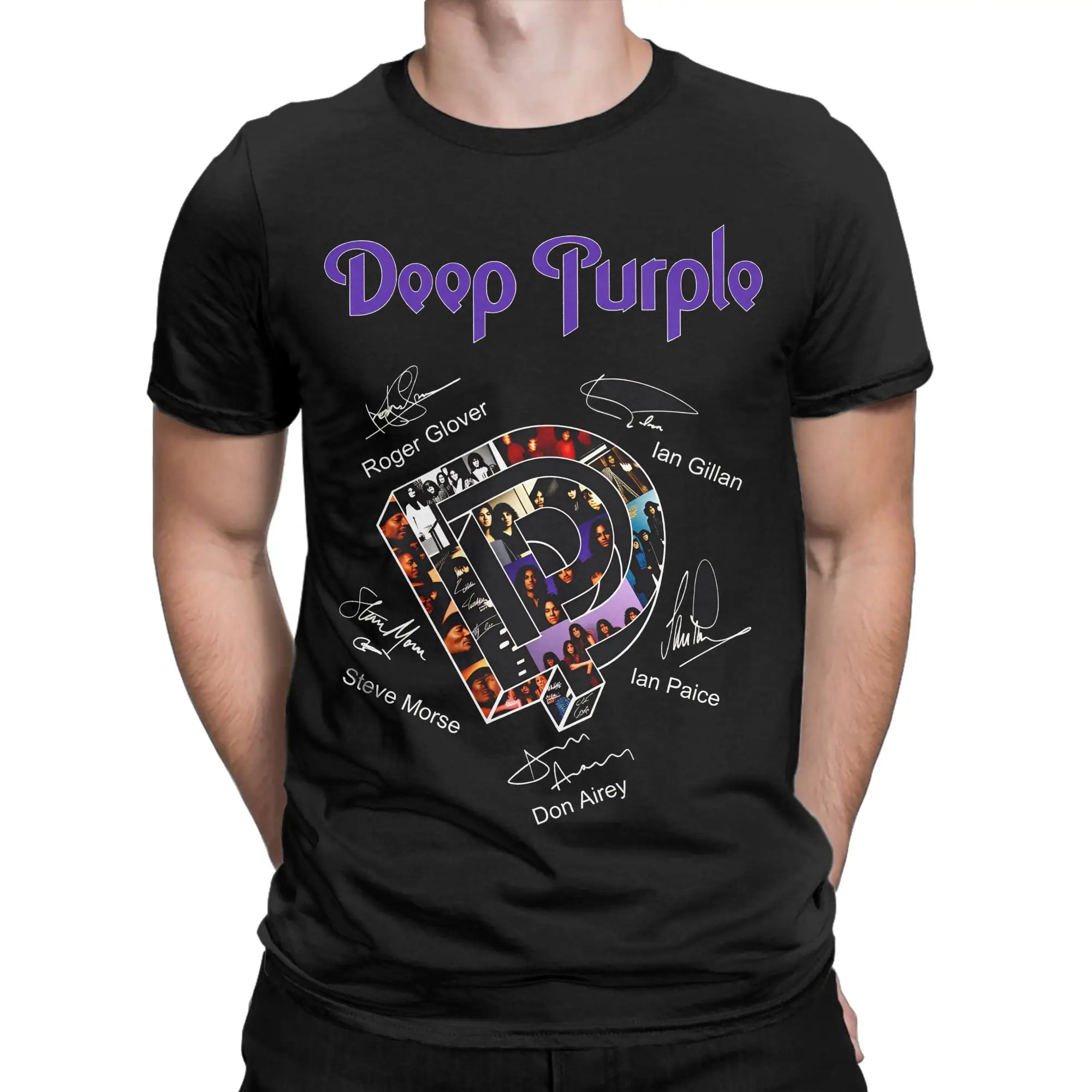 Vintage Deep Purple Band Men's 100% Cotton Short Sleeve T-Shirt