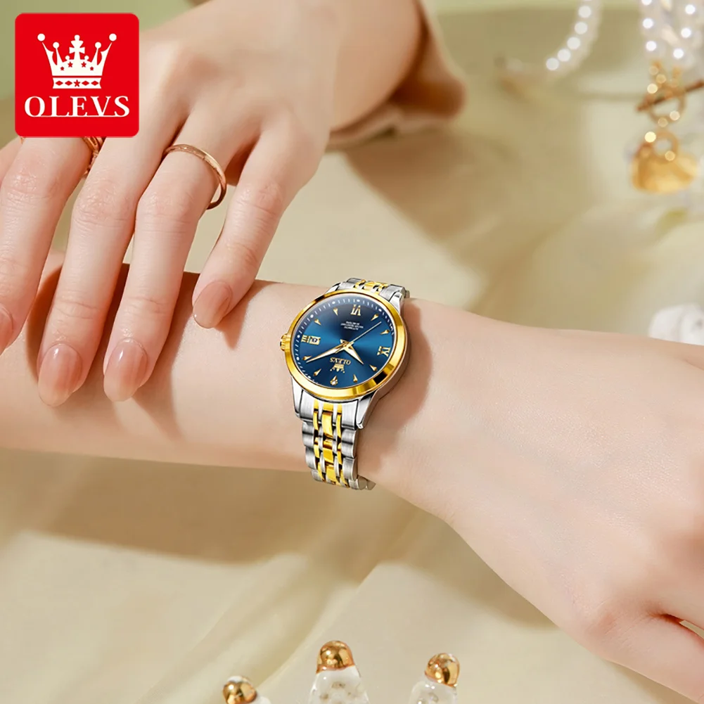 OLEVS 9956 Watch For Women Auto Date Elegant Mechanical Women Watch Waterproof Simple Fashion Business Automatic Wristwatch