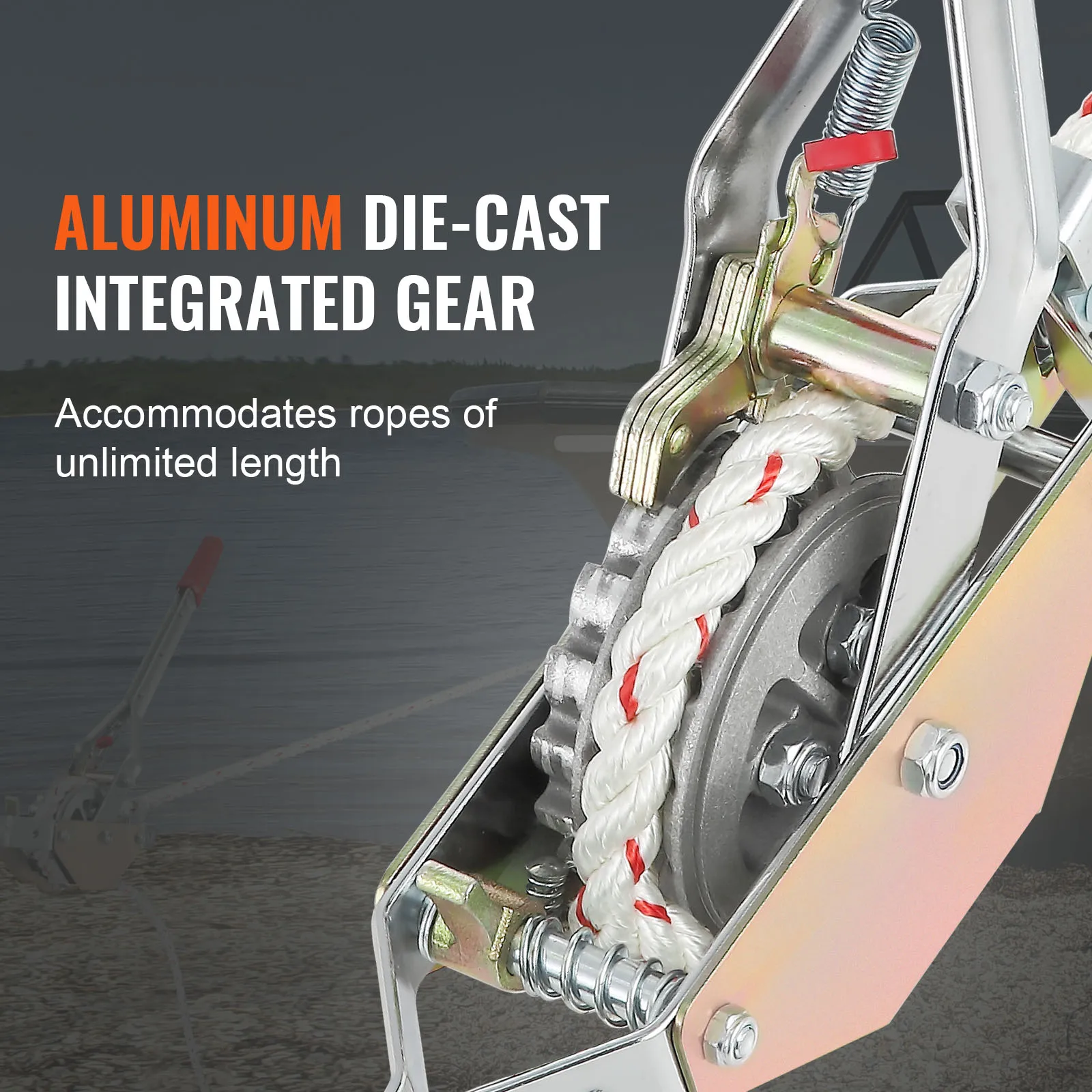 SucceBuy Rope Puller 3/4 T 1653lbs Pulling Capacity with 100' 0.6" diameter Rope 2 Hook Come Along Winch Heavy Duty Puller Tool