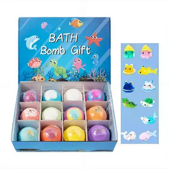 Bombe da Bagno per Bambini con Sorpresa all'Interno, Set Regalo di Palline Frizzanti per Spa con Giocattoli Animali, Regalo Educativo, Divertente e Rilassante per le Vacanze dei Bambini