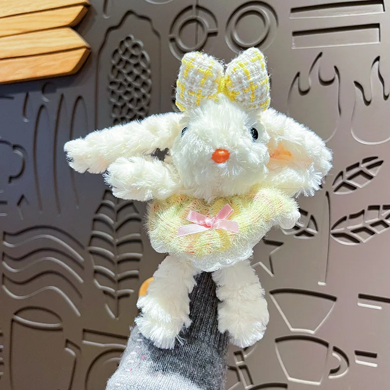 Autumn Pink Plush Bunny Keychain with Princess Skirt and Bow