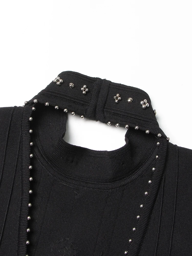 فستان نسائي مزين بمشاعل مزخرف أنيق ، رقبة مستديرة...