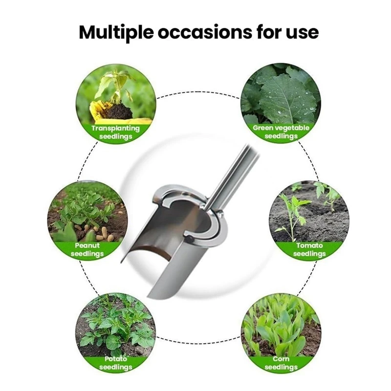 Plant And Fruit Tree Seedling Transplanter, 2024 New Stainless Steel Planting Garden Tools With Long Handle Handheld 3