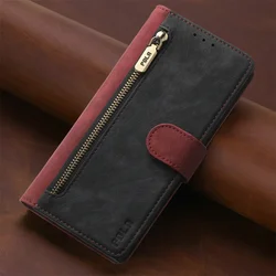 Luxury Leather Flip Case with Zipper Wallet & RFID Protection for Nokia G22 (Red)
