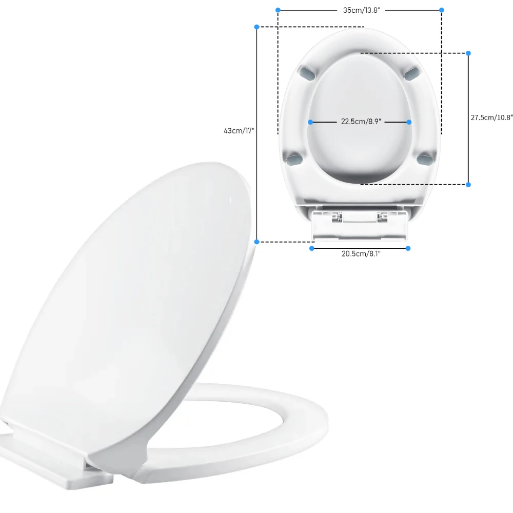 UISEBRT Asiento De Inodoro Con Descenso Automático, Tapa De Inodoro Premium Antibacteriana, Tapa De Inodoro De Duroplast, Gotas De Rocío