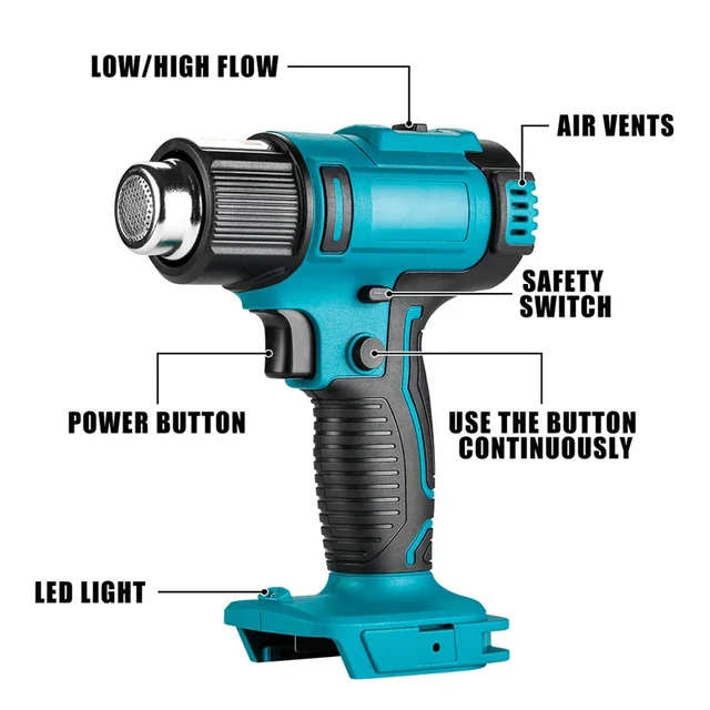 Heat Gun Cordless Hot Air Gun Industrial Handheld Electric Heat