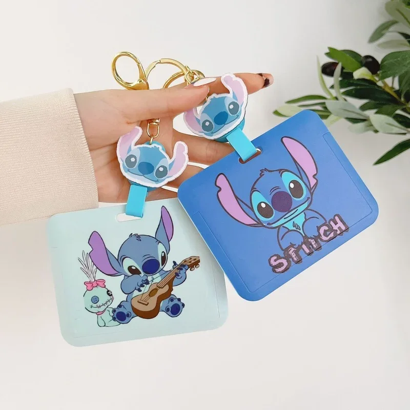 Disney Stitch Card Sleeve New Cute Cartoon Portable Students Meal Campus Bus Subway Card Hanging School Bag Case for Gift