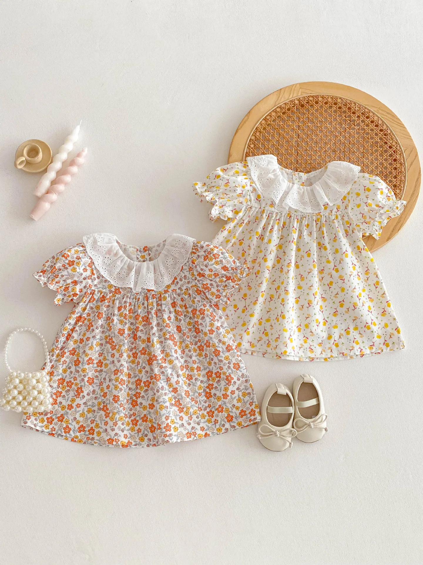 Cute Girls Floral Short Sleeved Summer Dress