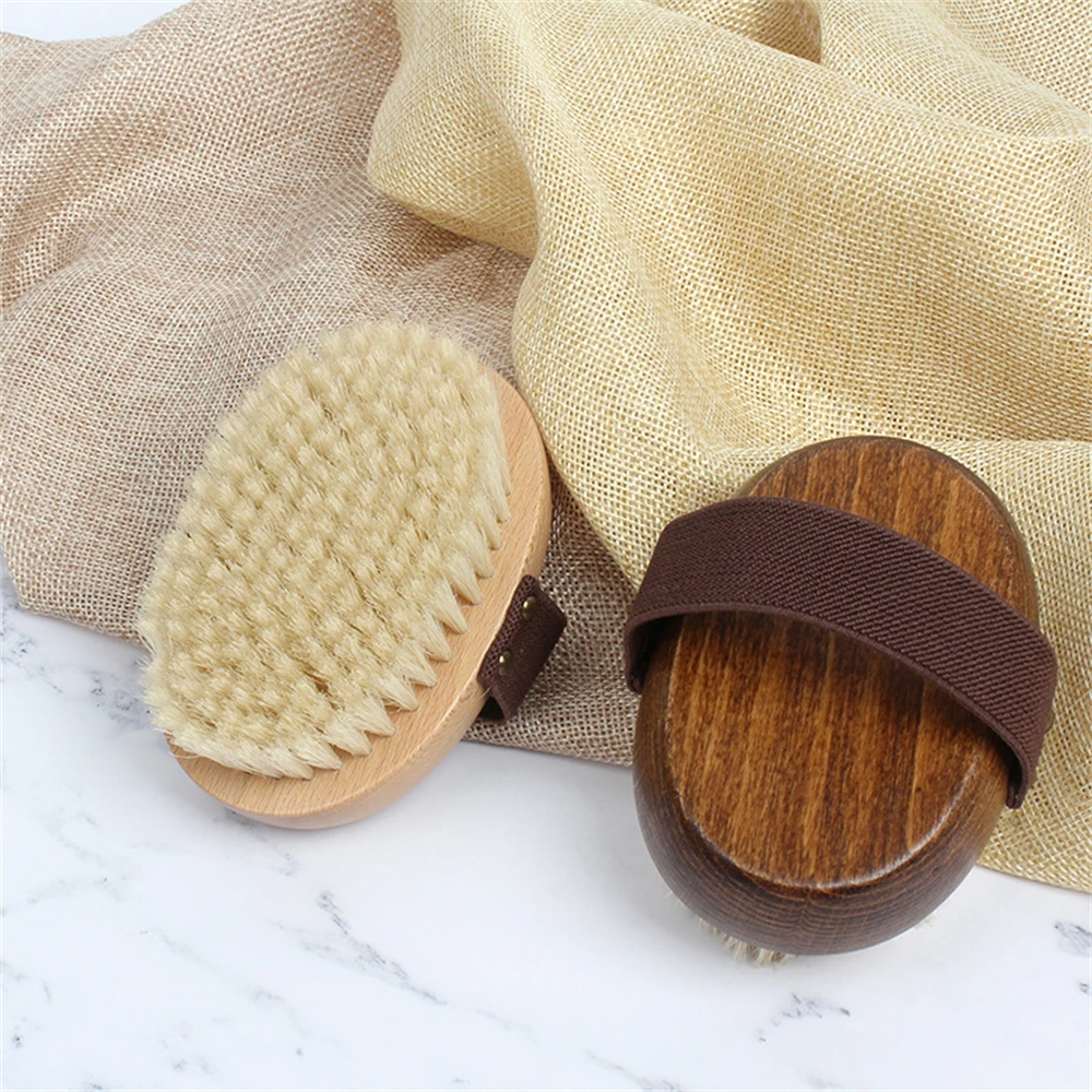 Natural Wood Bristle Bath Brush Soft Wet Dry Body SPA Massager Brush Household Practical Skin Exfoliates Body Cleaning Brush 5