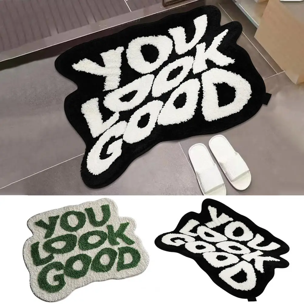 

Funny Creative Floor Carpet Strong Water Absorption Non-slip 3D Stereo Flocked Letter Pattern Door Rug Porch
