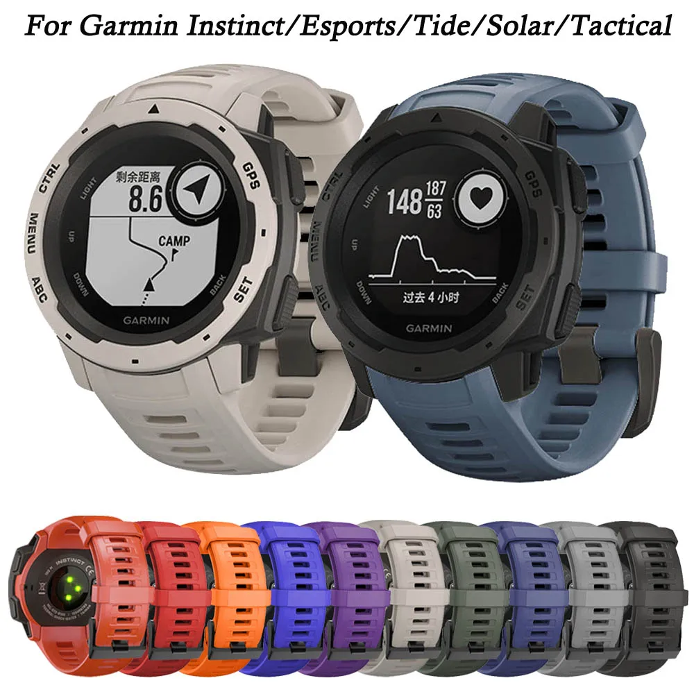 Garmin Instinct 시계 밴드 스트랩, 스포츠 실리콘 교체 손목 밴드, 컬러 팔찌, 빠른 분리 및 제거 액세서리