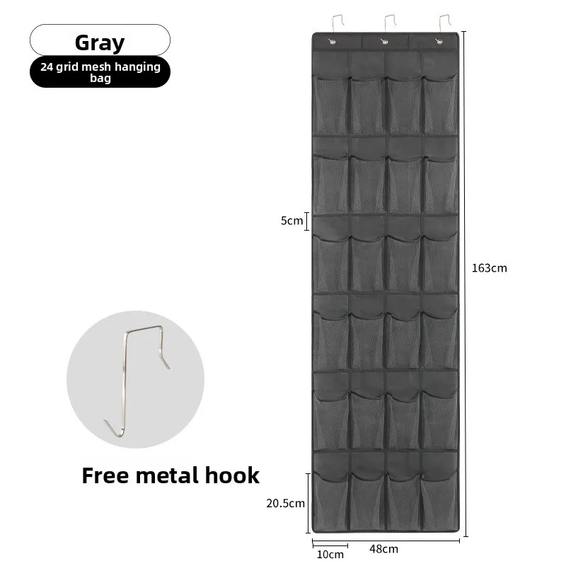 Over the Door Shoe Rack with 24 Large Mesh Pockets Hanging - Image 2