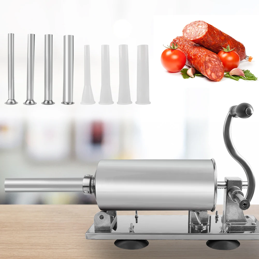 

6 LBS/3 KG With Suction Cup Sausage Maker Syringe Set Stainless Steel Manual Sausage Meat Stuffer Sausage Filling Machine