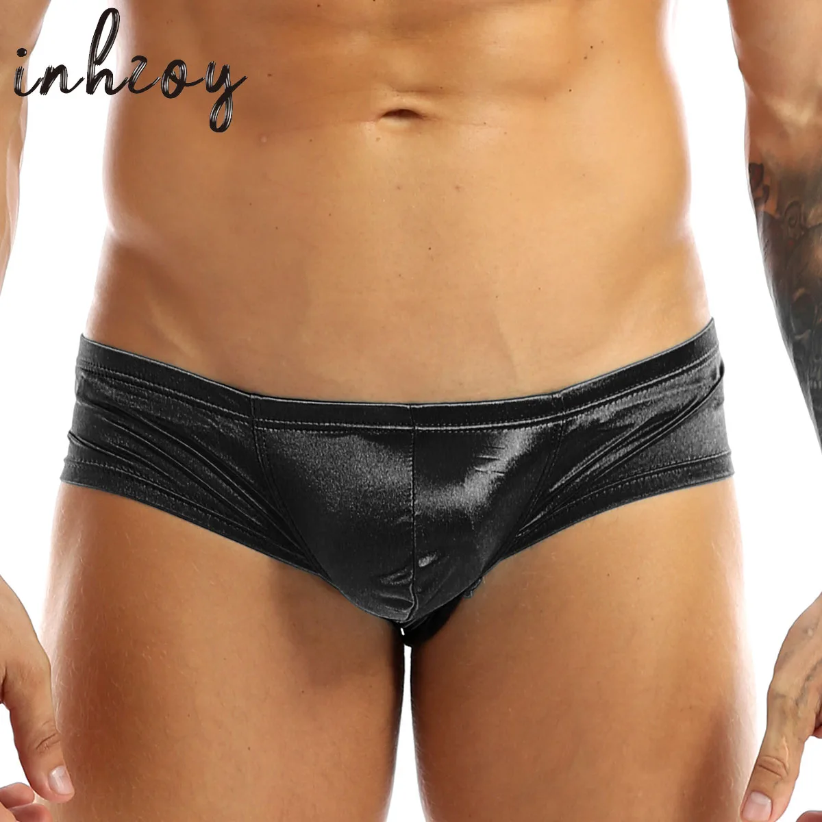 

Men Wetlook Bikini Boxer Shorts Lingerie Gay Male Sexy Low Rise Shiny Bulge Pouch Jockstraps Panties Underwear Underpants