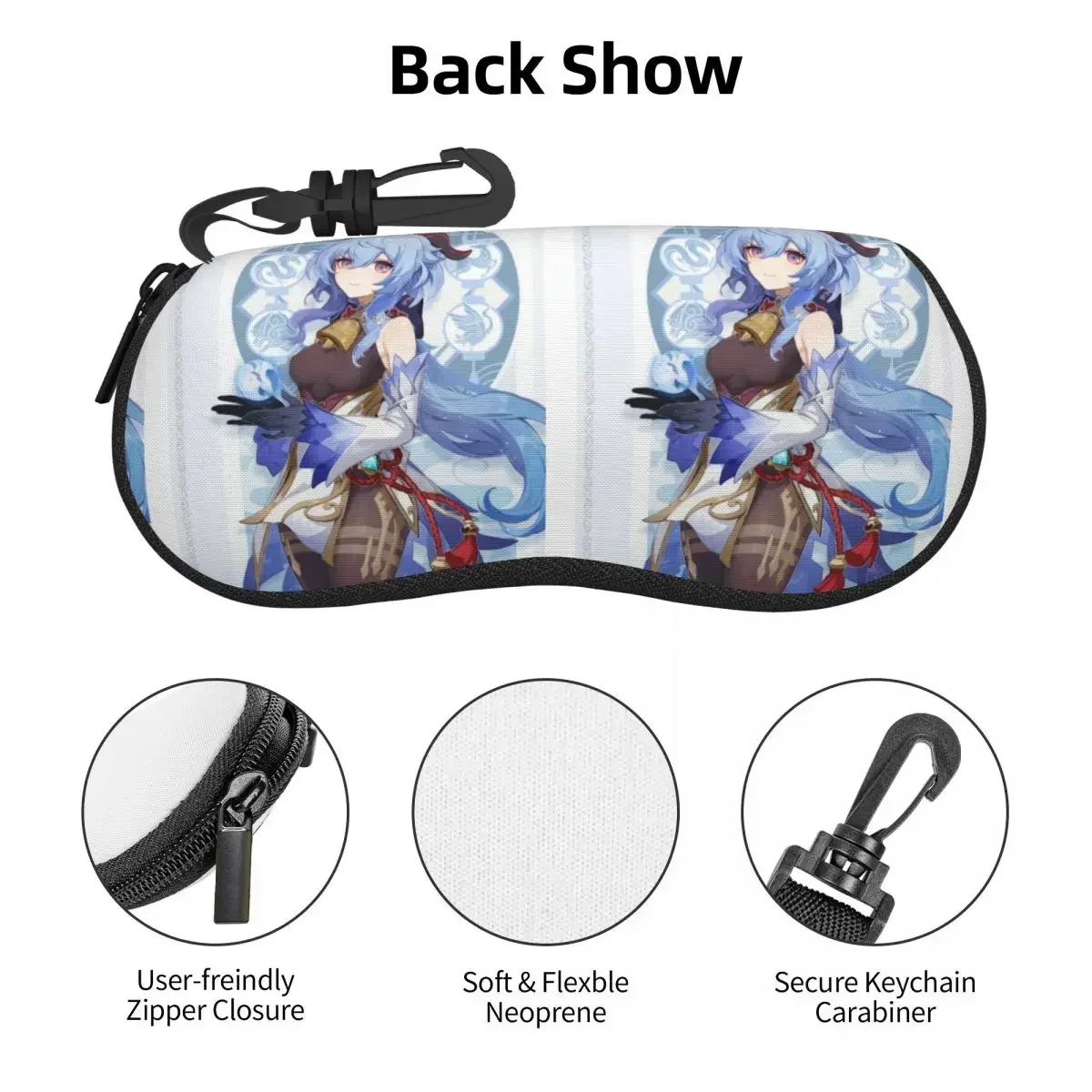 Genshin Impact Ganyu Alt Shell Glasses Case Protective Sunglasses Box Women Men Soft Eyeglass Bag Pouch