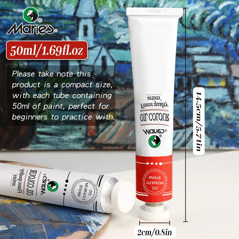 Colori ad olio di Marie da 50 ml, pigmenti professionali a base di olio, materiali artistici per pittura artigianale, colori ricco, regali per artisti, principianti 5