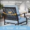 Metal Outdoor Patio Furniture Set with Fire Pit Table, Patio Conversation Sets 4 Swivel Chairs withFire Pit Table 4