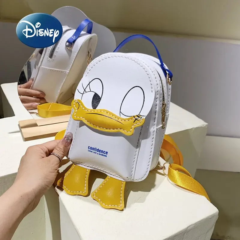 Disney Donald Duck New Mini Backpack Fashion Trend Women's Backpack DIY Handmade Bag Cartoon Cute DIY Handmade Small Backpack