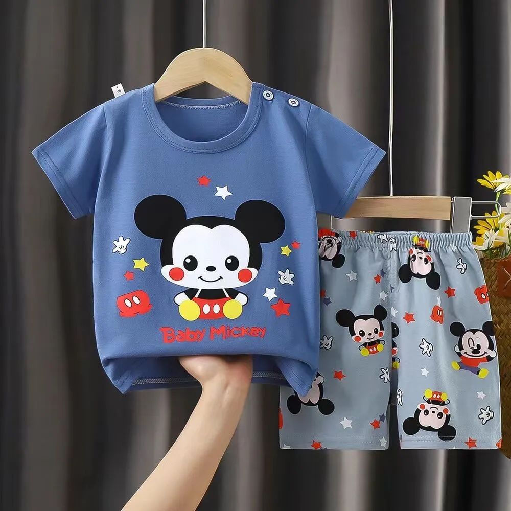 Brand Designer Clothes Baby Kids Sport Clothing Sert For Summer Mickey Mouse Print Cartoon Costumes Baby Toddler Boy 0-4Year