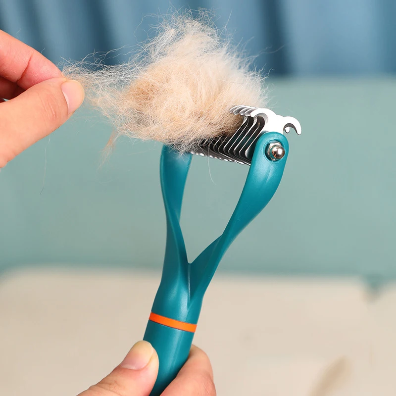 Фото Pet Hair Remover Stainless Steel Dog Brush for Small Medium Dogs Golden Retriever Border collie Pets Grooming Comb Accessories №5