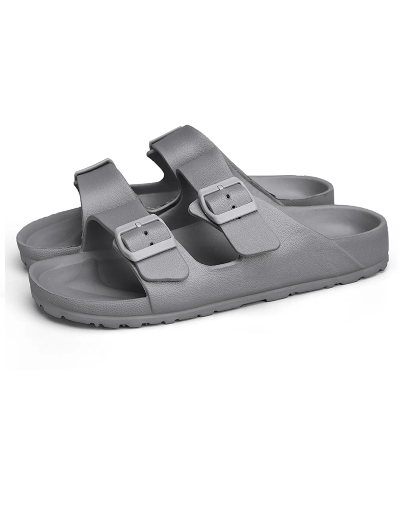 Women's Simple Solid Color Flat Heel Buckle Set with One-Line Birkenstock Slippers Large Size 5
