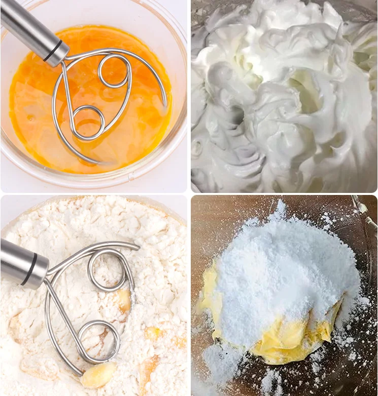 Large Hand Danish Dough Whisk Bread Mixer Stainless Steel Cake Pastry Dough Mixer Stick Egg Beater Kitchen Baking Blender Tools dough mixer