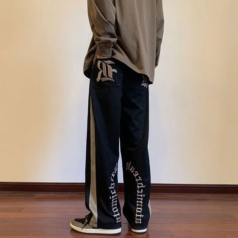 

Hip Hop Dark Gothic Letter Embroidery Sweatpants Women Mens Full Length Winter Trousers High Waist Loose Casual Joggers Korean
