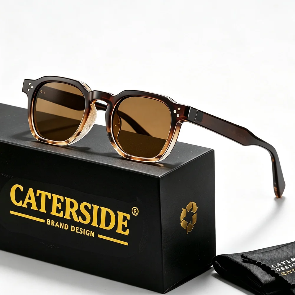 CATERSIDE Retro Quadratische Sonnenbrille für Herren, Punk-Mode Marken-Sonnenbrille für Damen, Reise- und Party-Accessoire, UV400 Sommer-Stil Lunette De Soleil