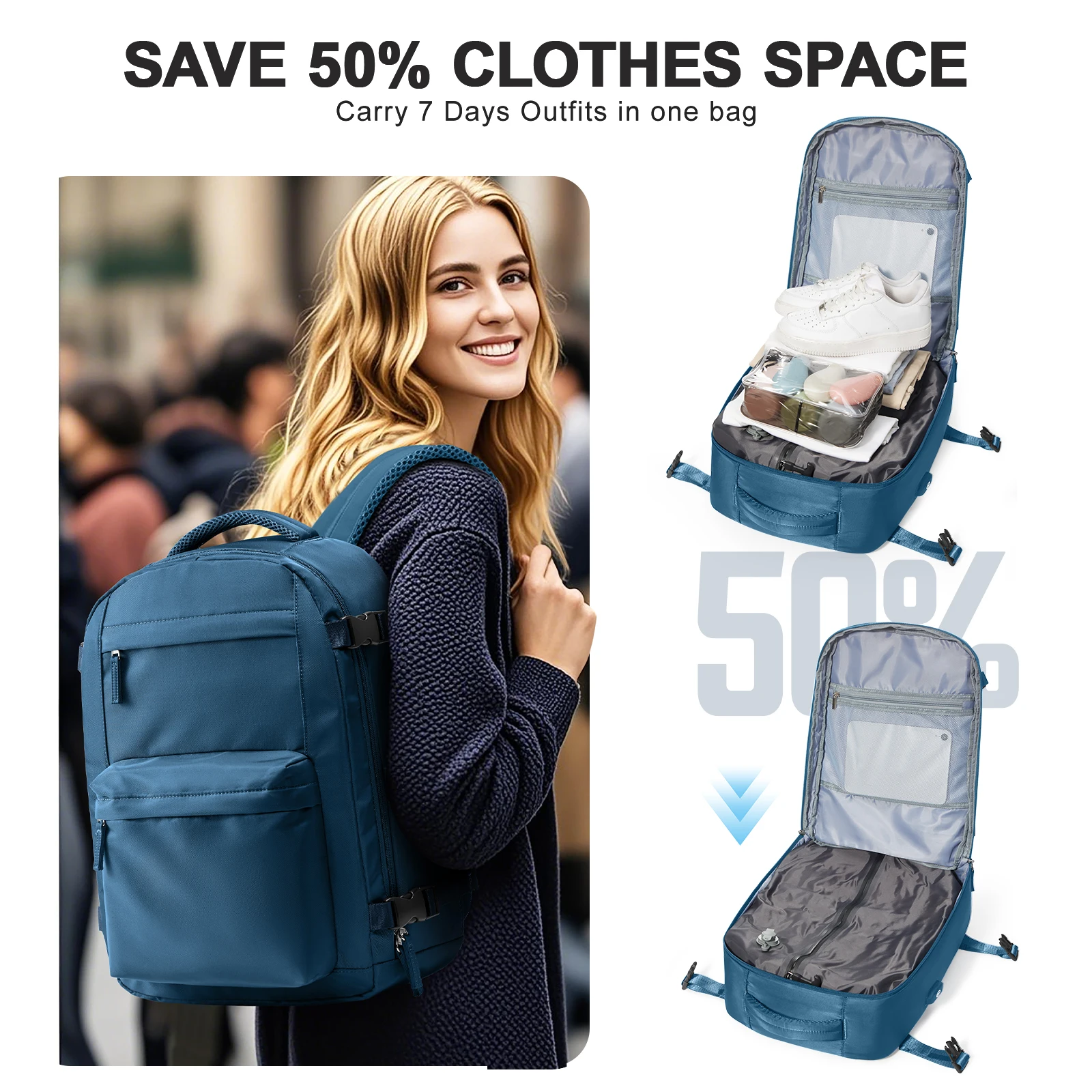 Vacuum Backpack with Pump Travel Backpack Airplane Cabin Woman Hand Luggage Travel Bags，Business Work Backpack Casual Bagpack