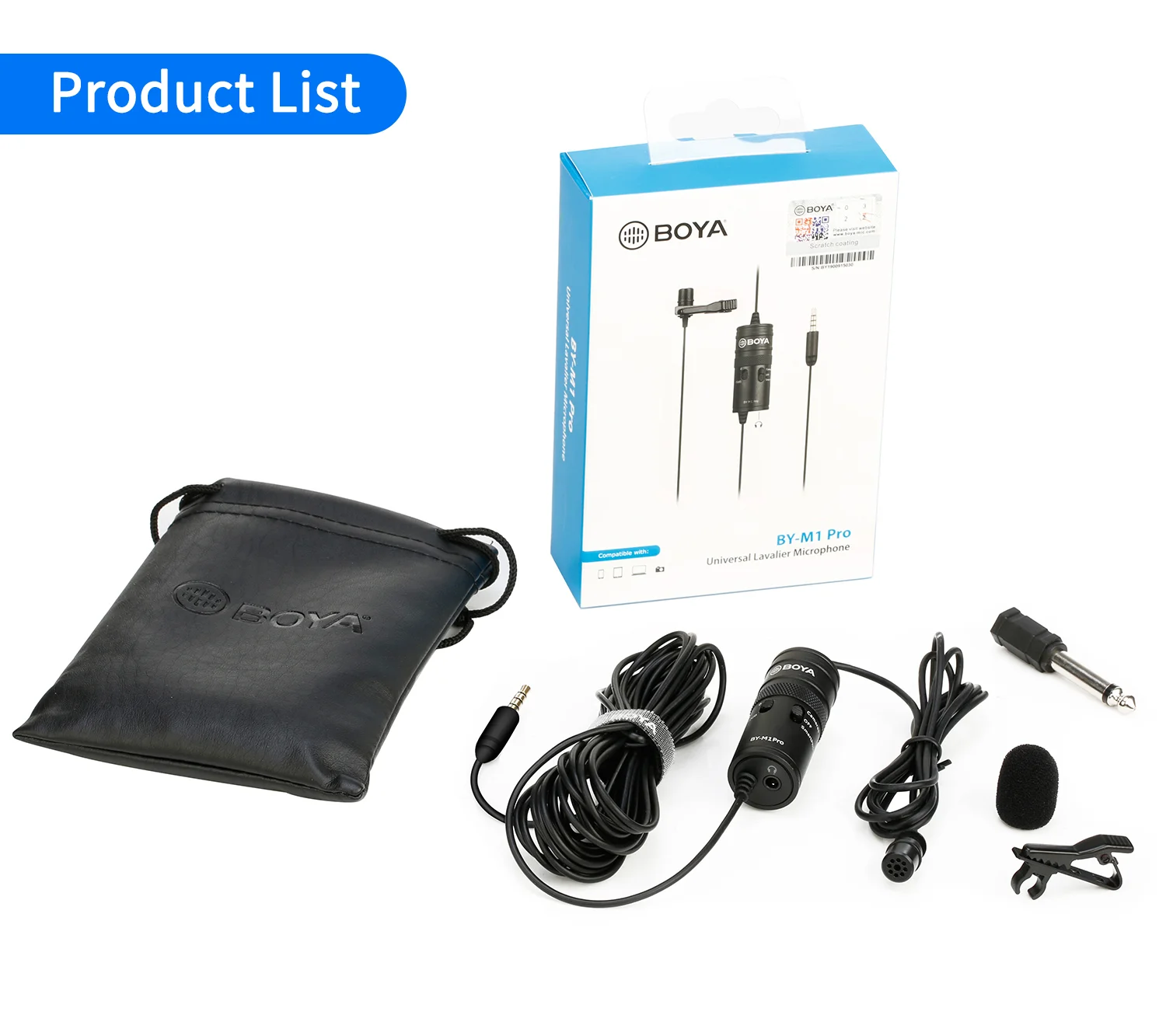 BOYA BY-M1 PRO 6m Portable Omnidirectional Condenser Monitor Lavalier Microphone for Canon Podcast Nikon Sony iPhone 13 Huawei