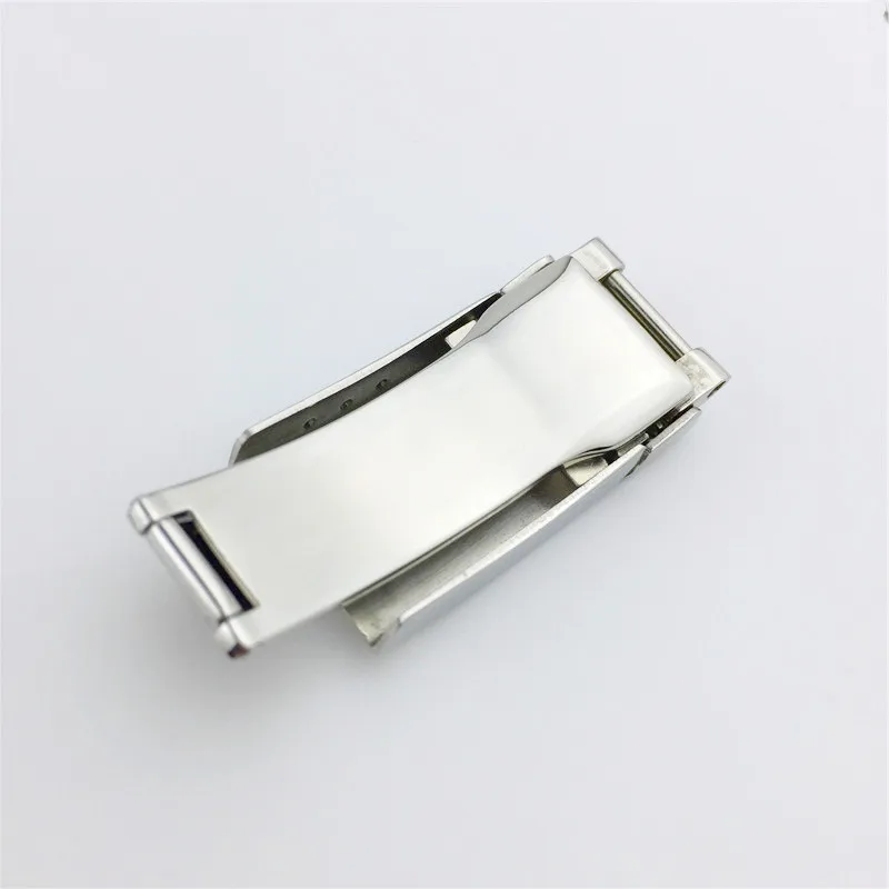 15mm Folding Deployment Clasp Buckle Stainless Steel Watch Band Extender  4mm Install Width, Silver Tone 