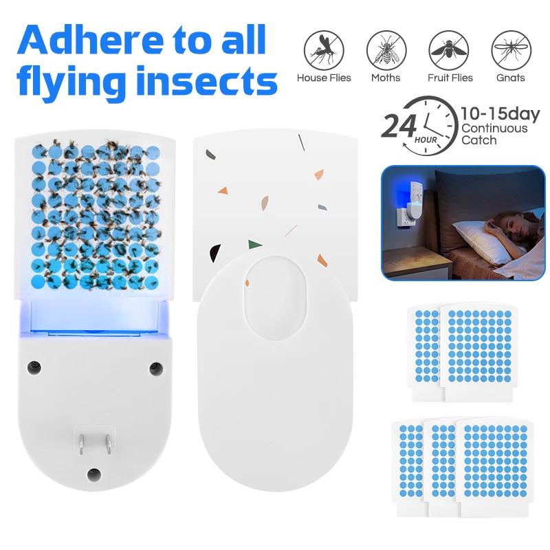 1 2 4 6pcs Electric Mosquito Killler Plug In Fly Trap Blue UVA Night Light Insect