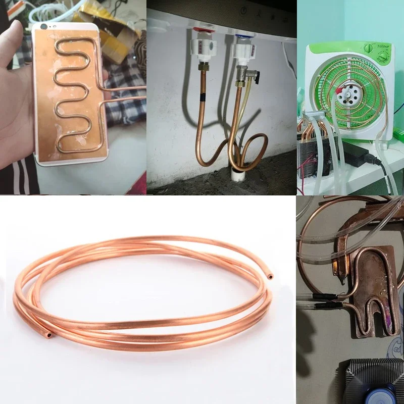 1Meter Copper Tube Coil OD 2/3/4/5/6/8/9.52/10/12/12.7/14/16/19mm Soft 99.9% T2 Copper Pipe Air Conditioning Oil Water Cooling copper tube