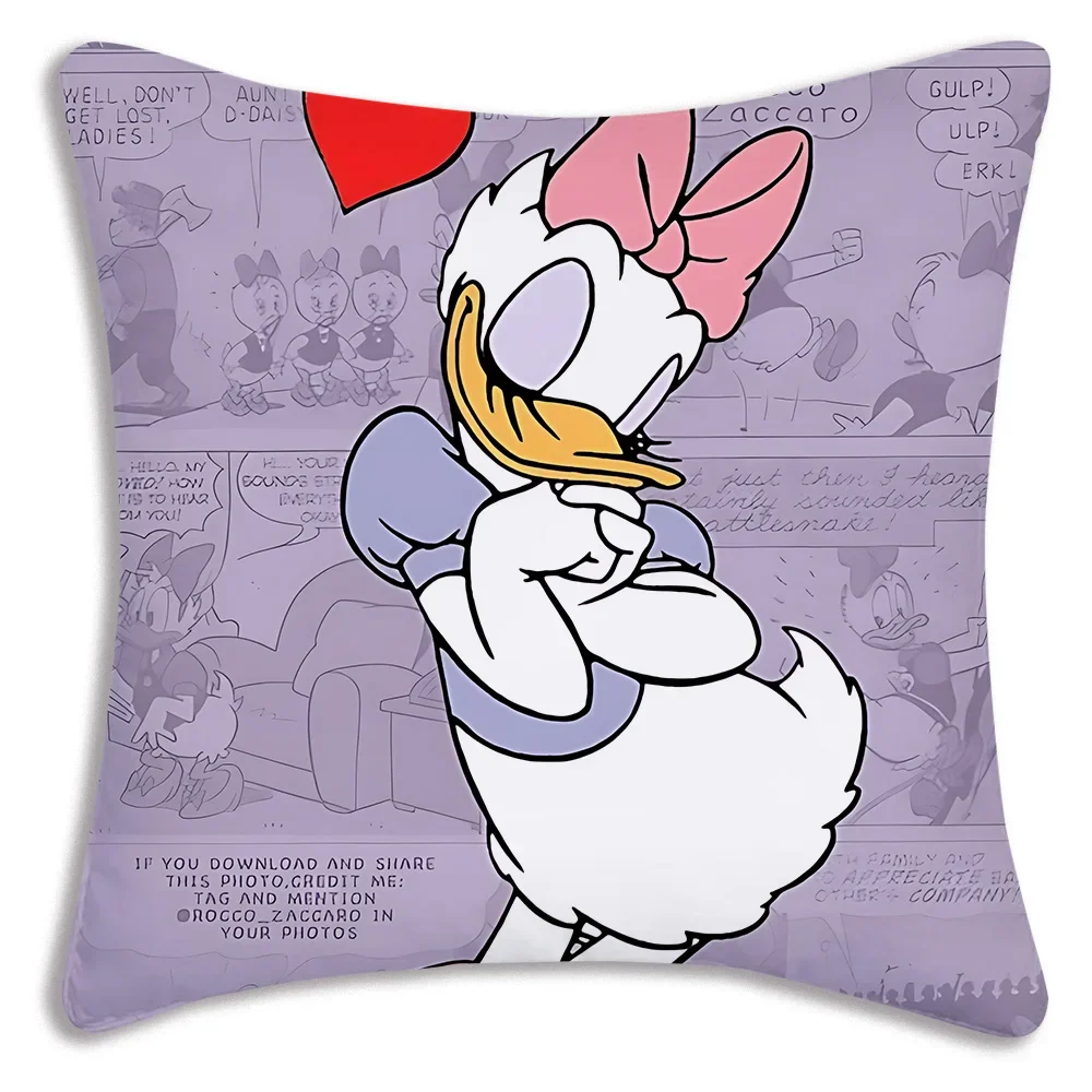 Pillow Covers Cartoon Sofa Decorative Double-sided Printing Short Plush Cute Disneys Donald Duck Cushion Cover