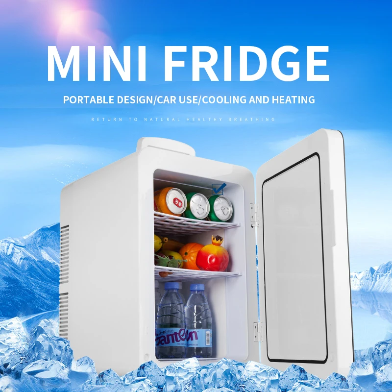 24L Car Refrigerator Beverage Heating Cabinet Mini Student Dormitory Home Meals Fridge Hot and Cold Cabinet Freezer 220V/12V