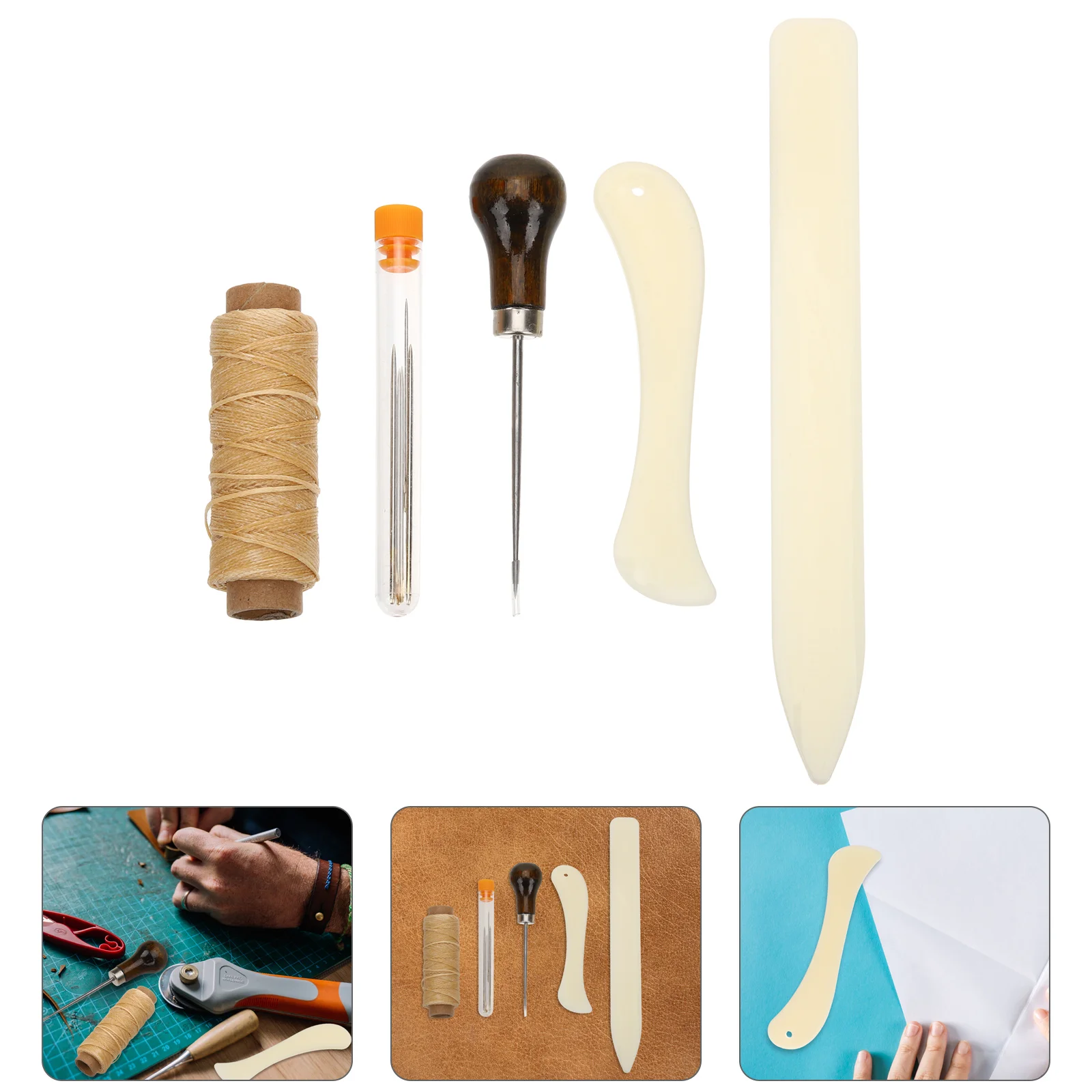 Vicasky Bone Folder Tapestry Needle 1 Set Bookbinding Tools Kit Bookbinding Supplies Hand Tools Large-Eye Needleswax