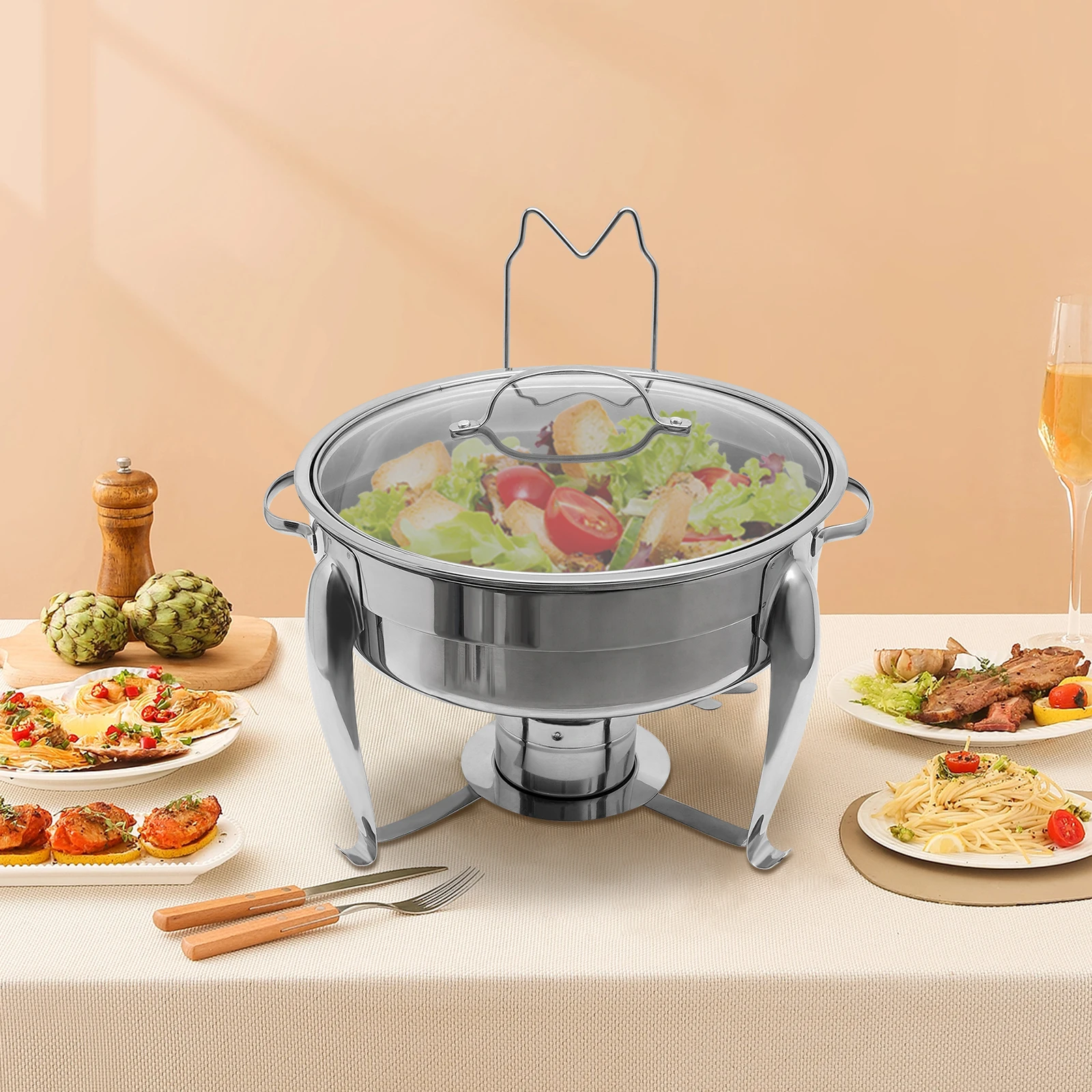 6L Chafing Dish aus Edelstahl, Chafing Dish Buffetwärmer, Buffetserver und Wärmer für Catering-Buffets, Restaurants – Detail 7