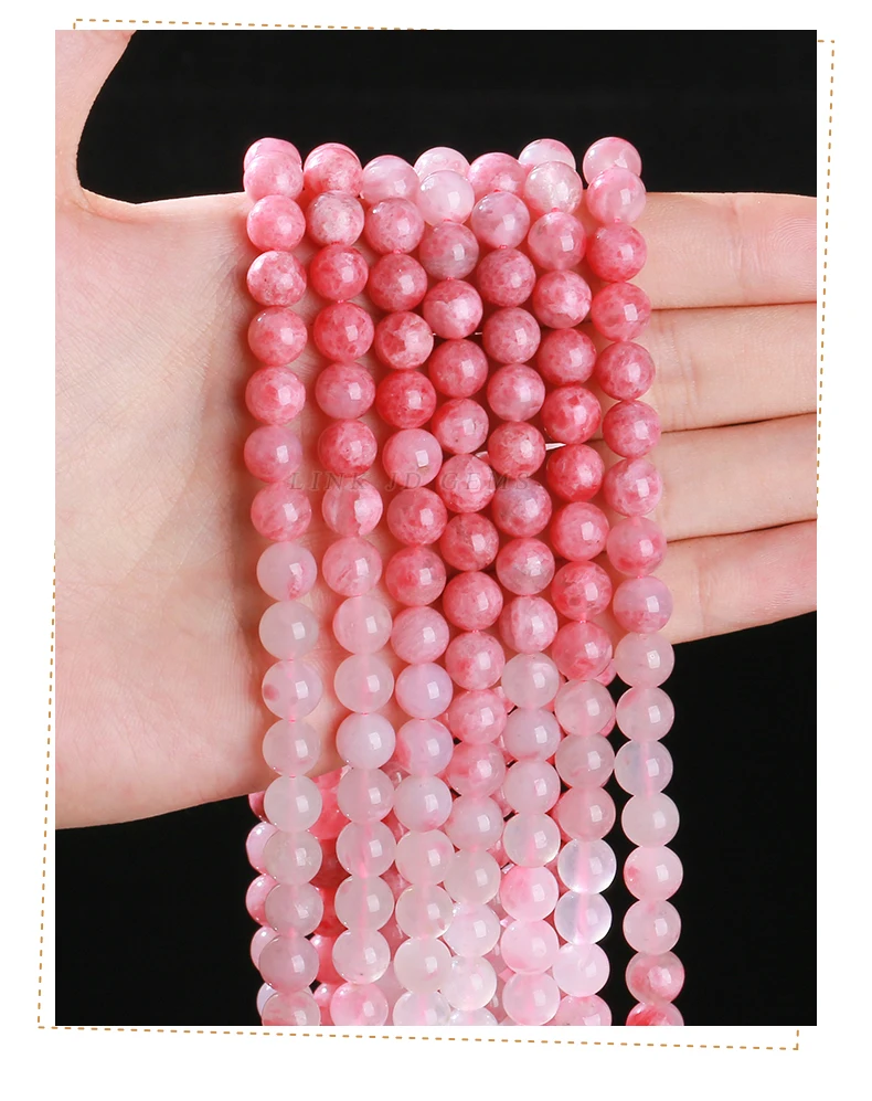 Echte natürliche Farbverlauf Kirschblüte Rhodonit Perlen lose Spacer für Schmuck machen DIY Halskette Armband Zubehör – Detail 6