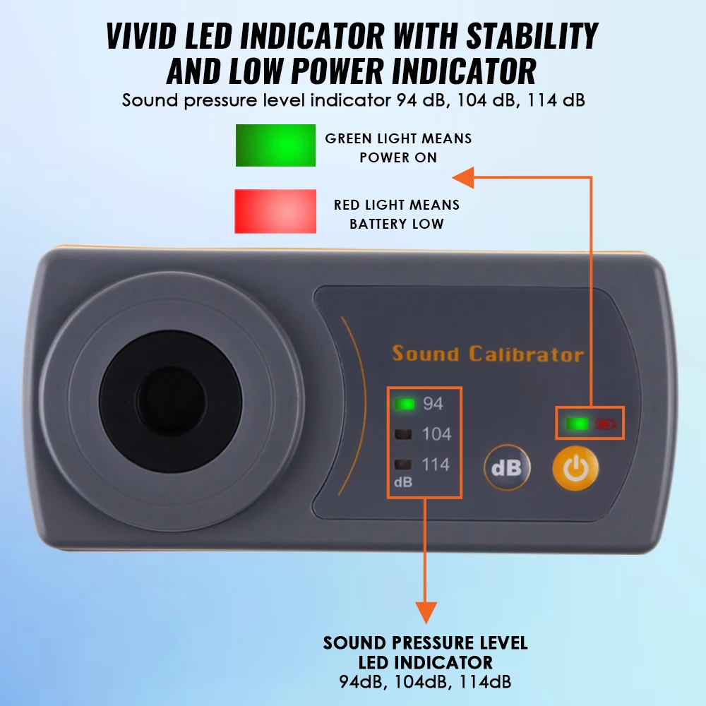 Sound Level Meter Calibrator 114dB 94dB 104dB Level For 1/2" 13.2mm Microphone Professional Noise Decibel Calibration Tool 5