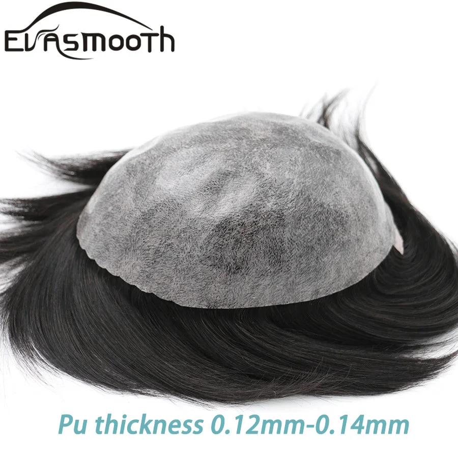 Human Hair Toupee Men's 0.12mm-0.14mm 100% Human Hair Wig Replacement System