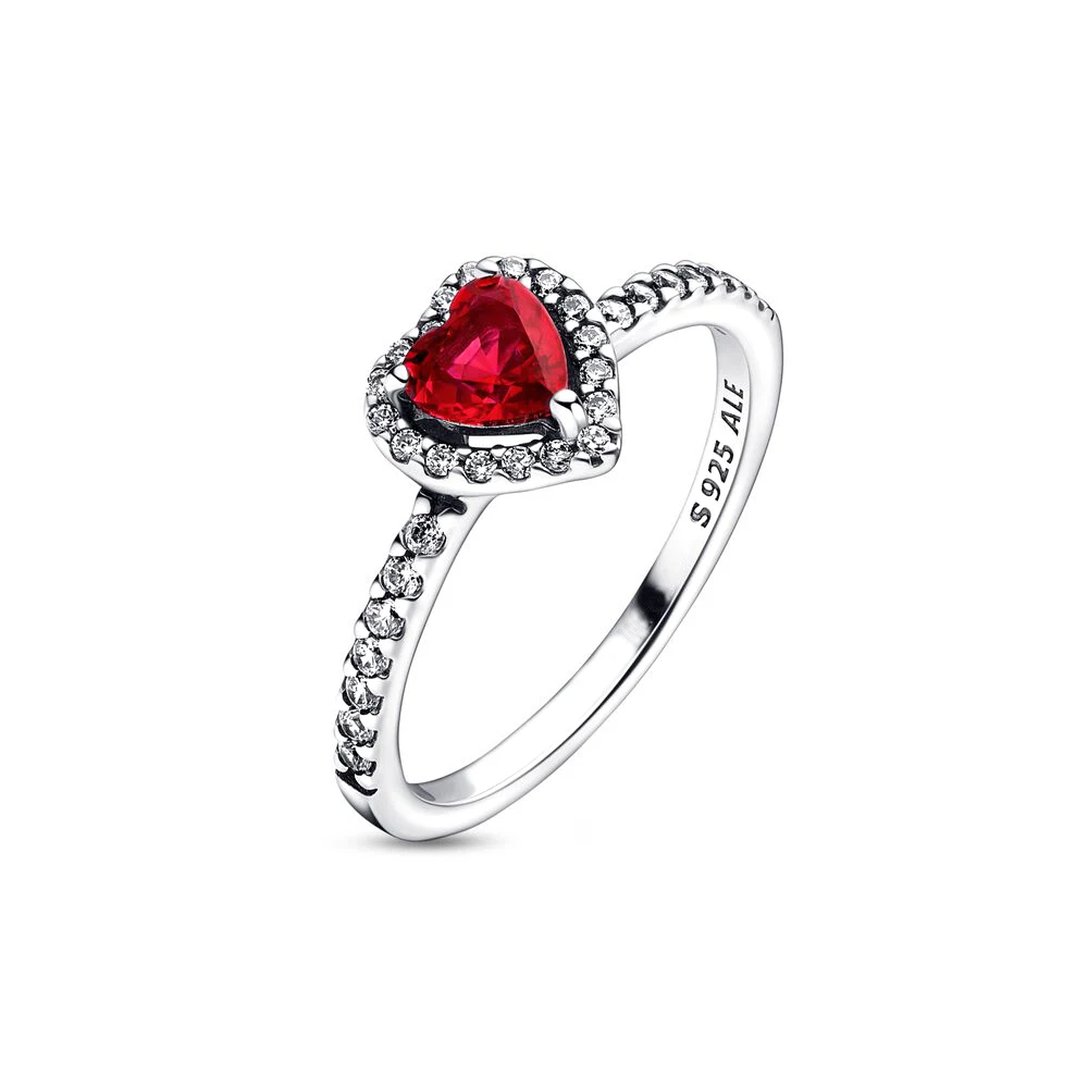 Nuovo Anello Pandora In Argento 925 Con Cuore Rosso Rialzato Per Le Donne Gioielli Alla Moda Regalo Per La Festa Della Mamma Di Compleanno