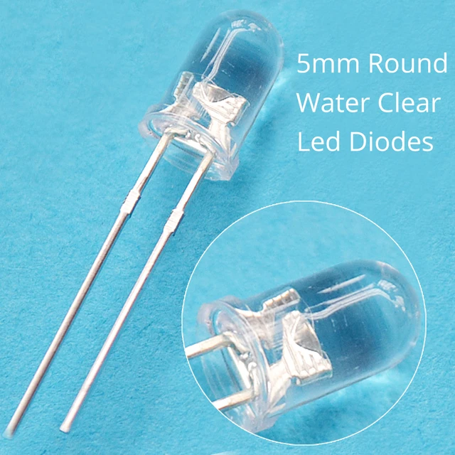 100 Pcs 5mm Blue LED Diode Lights - Clear Transparent Diodes LEDs Bulb 