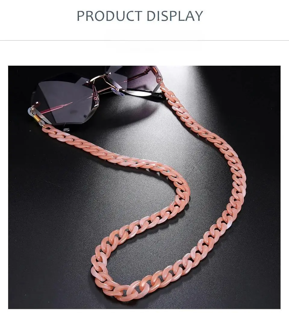 Trendy Acryl Sonnenbrille Brillenketten für Frauen Halter Schnur Lesekette Lanyard Brillen Hängende Halskette Großhandel – Detail 7